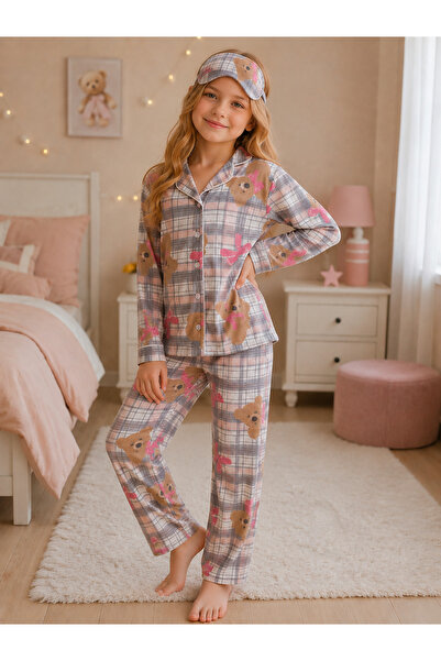 zahider Girls Cotton Soft Button-Down Sleep Band Long-Sleeved Pajama Set