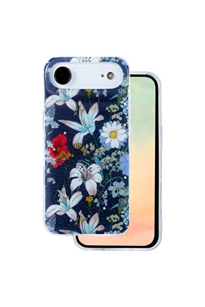 OEM Θήκη Σιλικόνης TPU Glow Glam - Μπλε Φλοράλ (iPhone 17 Air)
