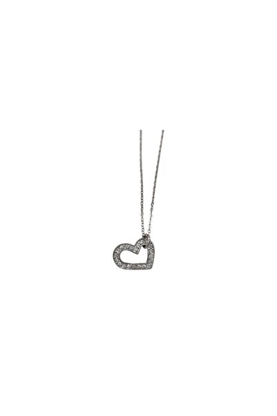 OEM Ασημένιο κολιέ με ζιργκόν σχήμα καρδιάς silver925.EC1204