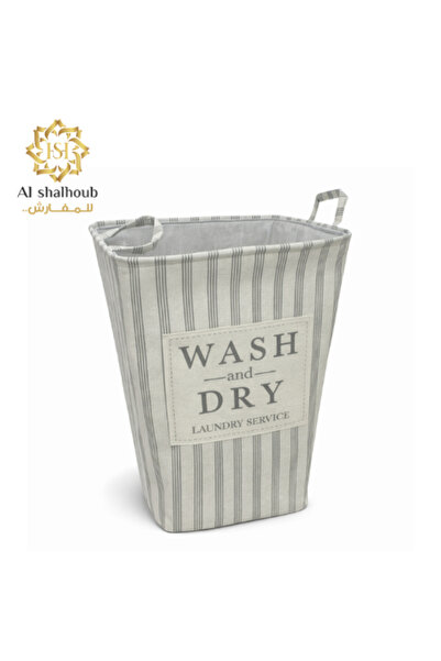 Generic Brand سلة غسيل قماشية مخططة WASH & DRY – 45×35×58 سم - -2