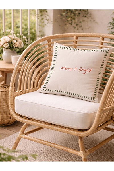 Evmila Minimal Text Printed Cream Decorative Throw Pillow Cover Simple Living...