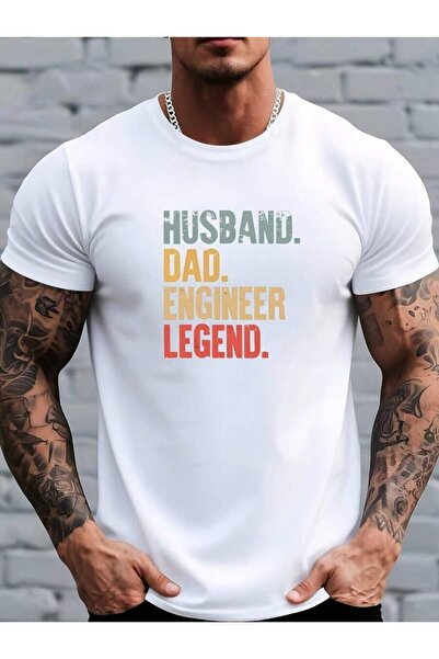 kai22 Men's Fun Husband Dad Pattern T-Shirt - Crew Neck, Powerful Engineer Le...