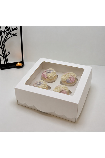 EgeConcept GENİŞ ARALIKLI 4 LÜ CUPCAKE KUTUSU 21x21x10