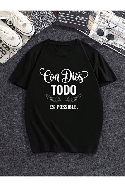 21JNRY Women's 'Con Dios Todo Es Posible' Spanish Faith T-Shirt - Simple Crew...