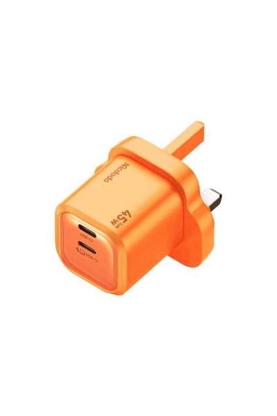 Mcdodo 45W USB-C Mini GaN Fast Charger, UK Plug, Orange, Dual Type-C