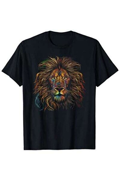 2BIR Vibrant Lion Graphic T Shirt Men's Premium Cotton Short Sleeve Top With ...