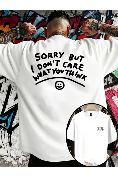 AEMİ Μπλουζάκι Unisex Sorry με τύπωμα oversized με λαιμόκοψη