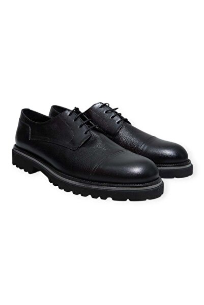 FRANCO CALVANI Black Color Lace-Up Genuine Leather Men's Shoes