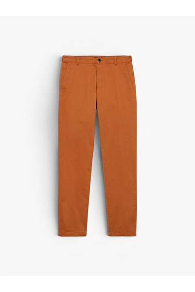 Sisley Slim Fit Vintage Efekt Chino Pantolon Erkek Kahverengi T-Shirt - 323A4...