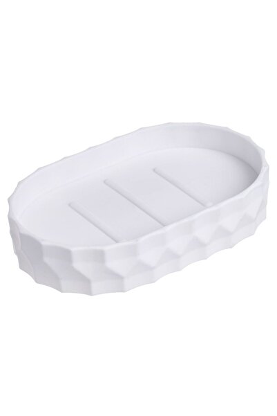 Zâna Casei Oval White Plastic Soap Dish with Honeycomb Pattern 3x9cm