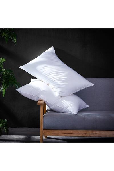 İz Home 2 Adet Orta Sert Silikon Yastık 50x70 Uyku Yastığı Pamuk Kumaş %100 Silikon Elyaf Dolgu