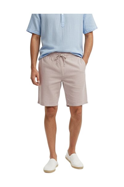 French Connection Men Drawstring Linen Shorts