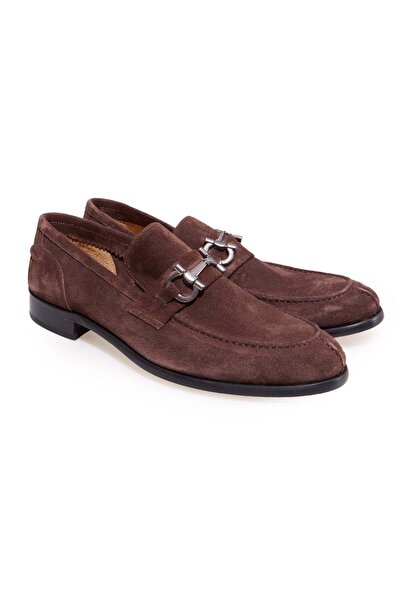 FRANCO CALVANI Brown Laceless Genuine Leather Suede Leather Sole Men's Shoes