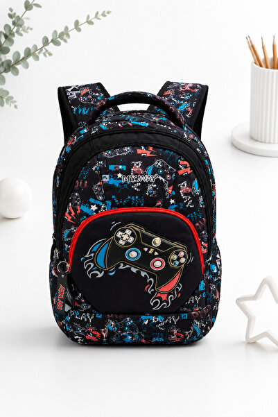 My Way Gaming School Bag for Boys with Patterned , 4 Compartments, Anatomical...