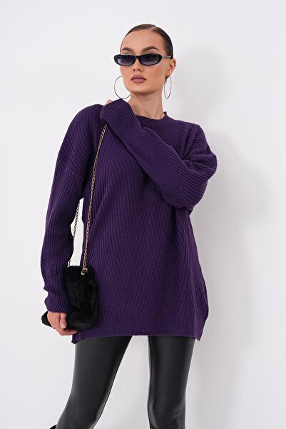 ŞİMAL Women's Striped Patterned Knitwear Loose Sweater 265040 -