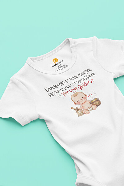 Pamuk Saray Grandfather and Grandmother Written Short Sleeve Baby Bodysuit 10...