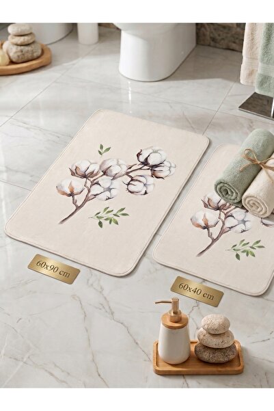 nnevora Set de 2 covorașe de baie 60x90 și 60x40 cm, covor moale de baie cu b...