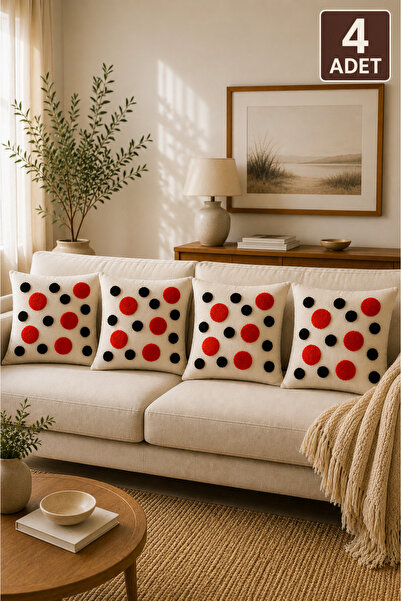 SEVMİŞ HOME Set of 4 Punch Throw Pillow Covers – Same Color and Pattern – Dec...