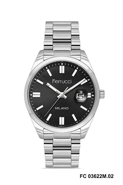 Ferrucci Black Dial Silver Color Strap Gift Packaged 40 mm Men's Calendar Wri...