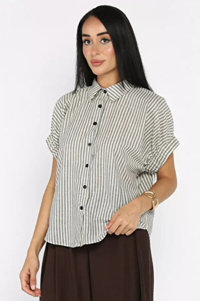 TOZLU Gülseli Elastic Sleeve Short Shirt