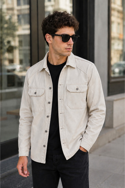 Quafash Men's Shirt Jacket Overshirt with Pockets and Buttons Seasonal Casual...