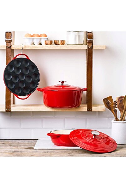 NO BRAND BK Holland Oală emailată Burgundy 20cm 2,5l pentru gătit pe gaz și i...