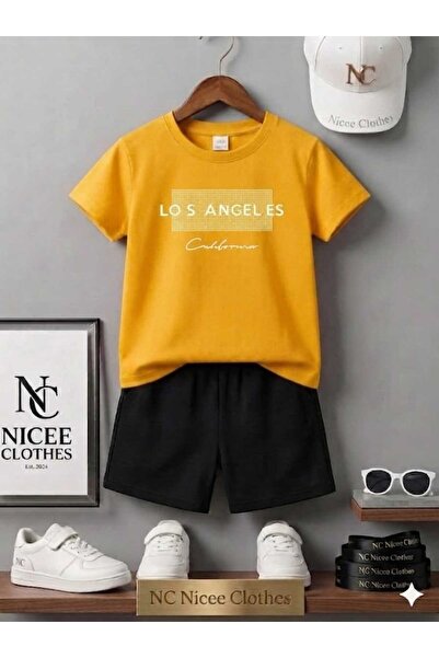 Leto Lykia Summer Children's T-Shirt Shorts Unisex (White Patterned Losangeli...