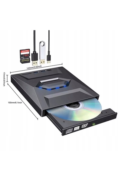 NO BRAND Unitate DVD multifuncțională USB 3.0 cu hub USB cu 4 porturi