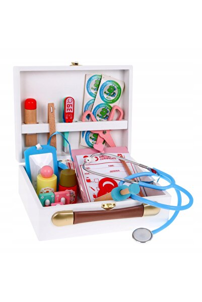 Ramiz Valiză din lemn cu set de doctor + accesorii, DOCTOR MIC, educativ