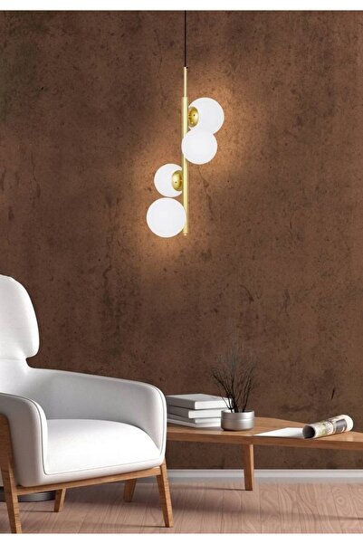 NO BRAND Lampă suspendată elegantă CORDEL - alamă aurie cu abajururi sferice ...