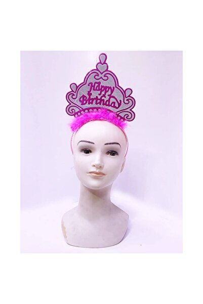 pınaxar Srećan rođendan Neon roze boja rođendanska kruna 24x15 cm