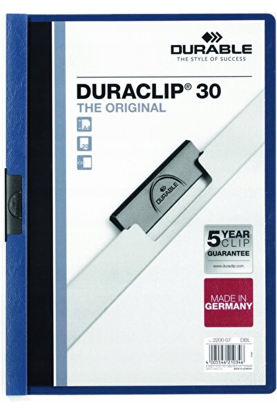 Durable Dosar plastic A4 pentru 30 de carduri cu clemă Duraclip albastru mari...