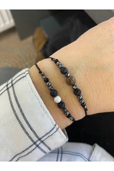 NO BRAND Brățară șnur lavă vulcanică howlite