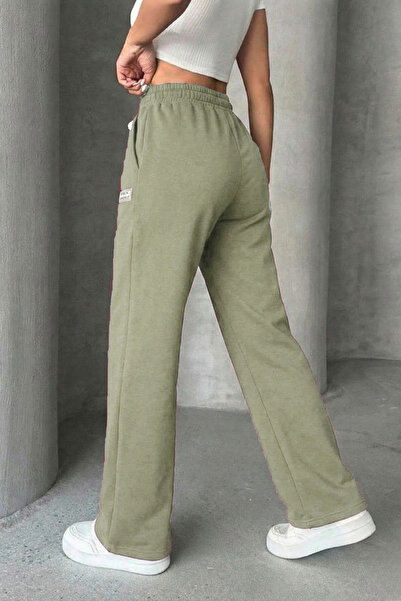 Mood Lab Wide Leg Sweatpants with Elastic Waistband, Contrast Lacing Detail, ...