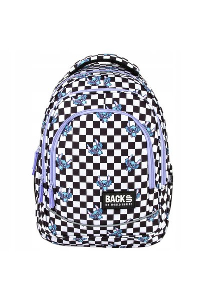 NO BRAND Rucsac pentru tineret BACKUP cu 3 compartimente, model șah, plușat