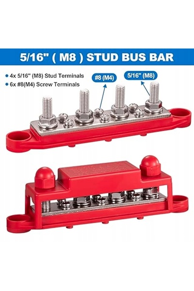 NO BRAND Bară colectoare distribuitor 12 48V 4X M8 cu capac, pentru barcă și ...