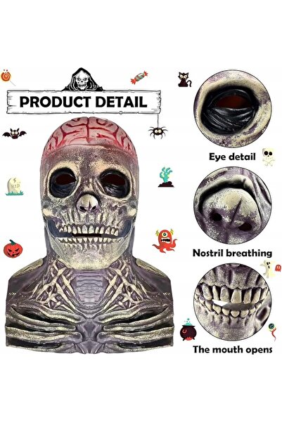 NO BRAND Masca de Halloween înfricoșătoare cu craniu și maxilar mobil - Costu...