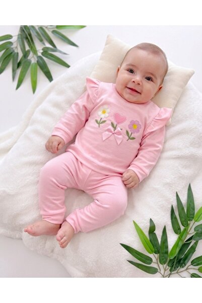 voyyo kids baby Baby Girl Seasonal Heart Flower Embroidered Ruffle 3-6-9-12 M...