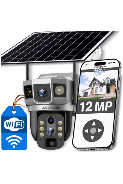 NO BRAND CAMERĂ SOLARĂ ROTATIVĂ CU 3 OBIECTIVE, 12 MP, WiFi, ZOOM 10x, FĂRĂ C...