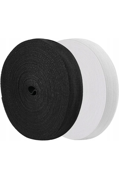 NO BRAND 2 X 12M Elastic de cusut alb și negru, elastic de 20MM pentru pantal...