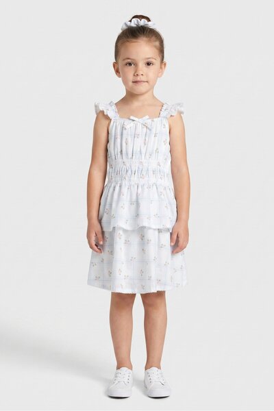 NANETTE LEPORE Kids Girl 2 Pcs Floral Print Dress With Scrunchie, Multicolor