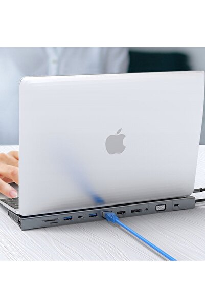NO BRAND Adaptor 12 în 1 Bounn USB-C HDMI 4K DP VGA RJ45 1000Mbps USB 3.0 USB...