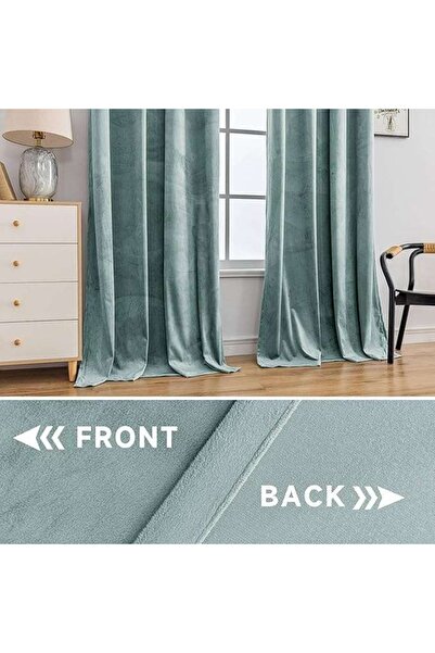 NO BRAND Draperii opace cu inele din catifea 140x160cm 2 bucăți Verde deschis