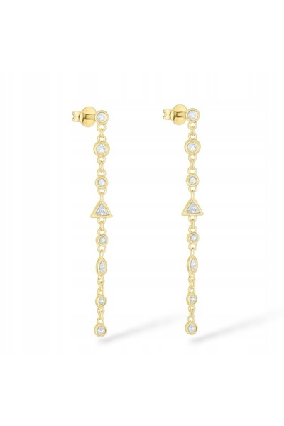 NO BRAND Cercei din argint placat cu aur, cu pandantiv geometric decorativ - ...