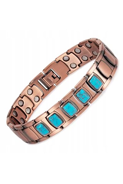 NO BRAND Brățară magnetică din cupru cu pietre Howlite Turcoaz 21 cm