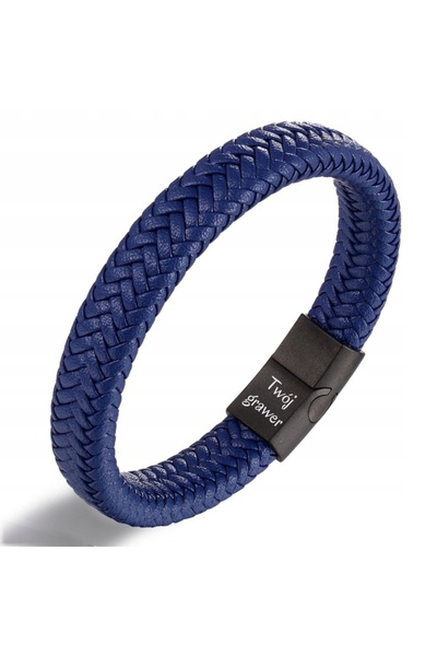 NO BRAND Brățară din piele de culoare bleumarin, cu închizătoare magnetică