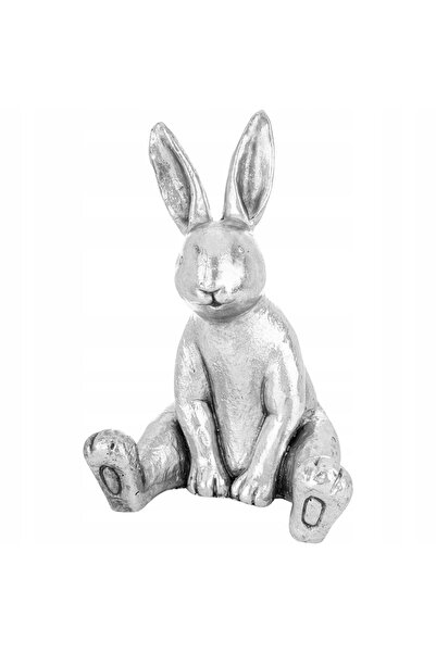 NO BRAND Statuetă de iepure mare, argintie, de 39,5 cm, de Paște, pentru casă...