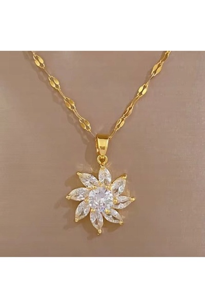 NO BRAND Set de bijuterii pentru femei, cu zirconiu, auriu, colier și cercei,...