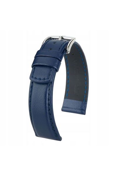 NO BRAND HIRSCH Runner L - 24 mm - Albastru închis - Curea de ceas din piele