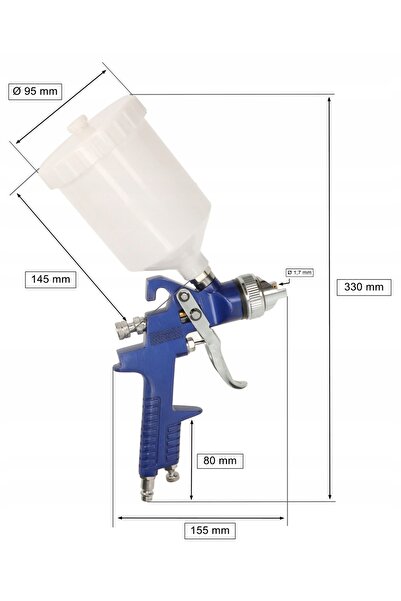 NO BRAND Pistol de vopsit cu pulverizare 1.7 MM 600 ML, presiune joasă HVLP, ...